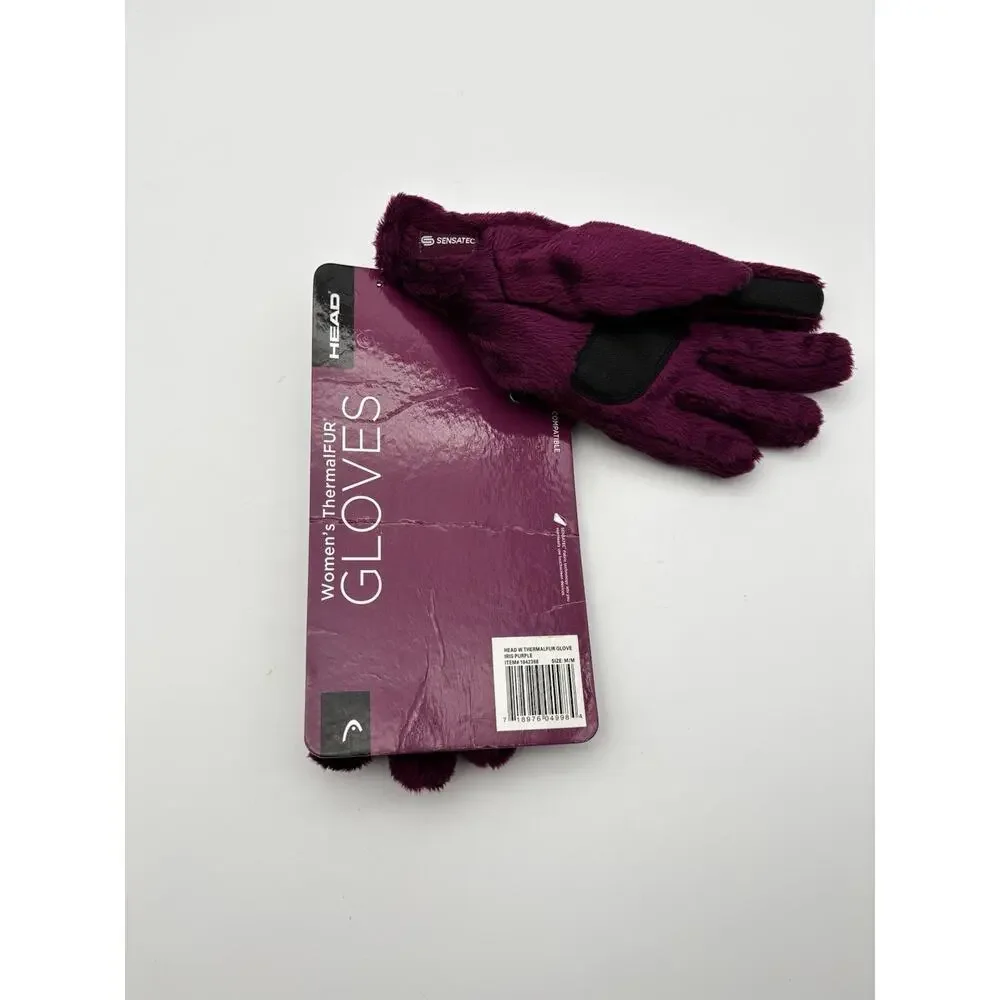 New. Head Sensatec Gloves Purple Medium Women's Faux Fur With Grip New With Tags